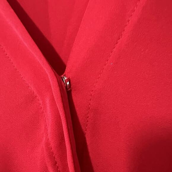 APT. 9 Woman Faux Wrap Blouse Top Plus Size 2X Red Long Bishop Sleeve Career - Picture 2 of 11